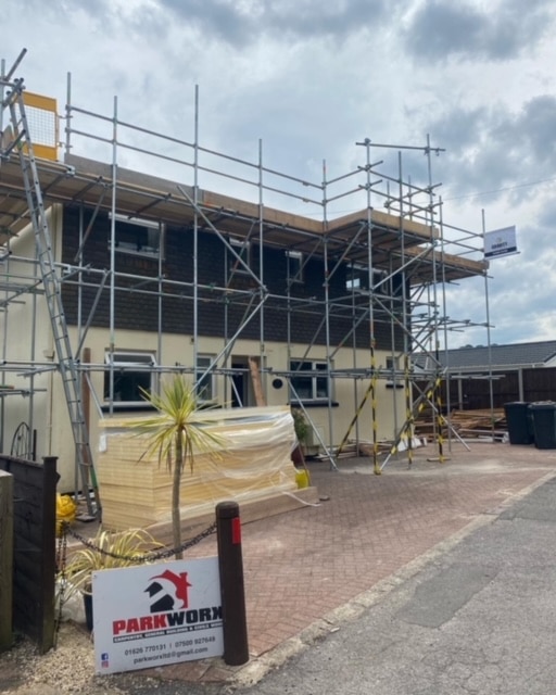 Scaffolding in Holcombe front view 