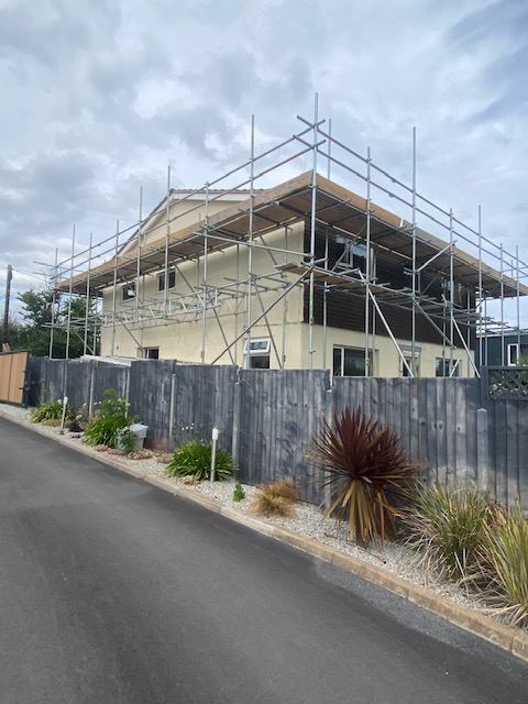 Scaffolding in Holcombe side view