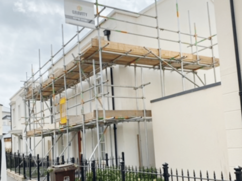 Scaffolding in Teignmouth on new build house